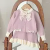 Zestawy odzieży Dziewczyny Dzieci z długim rękawem Swetery Śliczne motyl Baby Girl Knitted Cardigan Pleted Spirt Suit for Children Gy06201