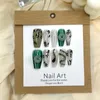 False Nails Misskitty Handmade Press-on Ancient Style Simulated Snakes Peace Mid-Length Ink Painting Na