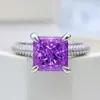 Bagues de cluster SpringLady Princess Cut 8mm Violet High Carbon Diamond 925 Sterling Silver Party Band de mariage pour femmes Promise Bijoux