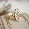 LAMOON Vintage Wedding Ring For Women Natural Shell Luxury Ring 925 Sterling Silver Gold Plated Fine Jewelry Retro Court Bijou 240109