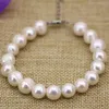 Naturale 10-11mm bianco perla d'acqua dolce filo perline quasi rotonde braccialetto braccialetto moda donna gioielli fai da te 7.5 pollici B3128 240109