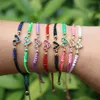 10 pièces arc-en-ciel tressé Bracelet coeur forme amour Cz Simple à la mode dames fil corde cordons bijoux cadeau bracelets porte-bonheur 240109