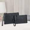 Fashion Luxury Brand Bag Genuine Leather Clutch Bag High-End Designer Business Bag Hand Woven File Bag Large Capacity Minimalist Style Black 25cm 29cm