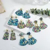 Dangle Earrings AENSOA Handmade Colorful Teal Marble Polymer Clay For Women Abstract Pattern Geometric Drop Unusual Jewelry