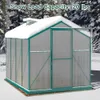 Greenhouse Polycarbonate 6x8ft for Plants Walk in Green House with Aluminum Frame Heavy Duty for Outdoors Outside Backyard 240108