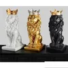 Nyhetsartiklar Gold Crown Lion Staty Handikraftdekorationer Jul för hem SCPTURE ESCTURA Dekorationstillbehör T200330 Drop D DHN0C