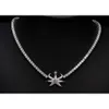 Очаровательное ожерелье с подвеской в форме морской звезды Redleaf с круглым цирконием 4 мм, теннисное ожерелье 925 пробы для мужчин и женщин