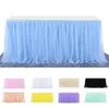 Tulle table skirt highend goldrimmed mesh wedding Year's party decoration el supplies cover 240108 240118