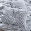 Bedding Sets Pure Linen Color Contrast Striped Quilt Cover Pillowcase Bedspread