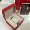 nouveau carré rouge pour boîte de montre livret de montre étiquettes de cartes et papiers en anglais montres boîte originale intérieure extérieure hommes montre-bracelet box246S