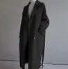 Trench coat de inverno feminino elegante e moderno casual casaco de lã grossa bege renda longa jaqueta preta casaco feminino 240109