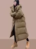 Casacos de trincheira femininos inverno rosa com capuz longo parkas quente grosso à prova de vento casaco casual neve wear algodão acolchoado outwear