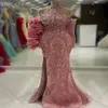 2024 aso ebi blush rose sirène robe de bal de bal cristaux de la soirée de soirée perle du soir deuxième réception d'anniversaire de fiançailles robes robes robe de soirée zj426