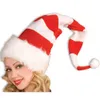 Cappelli natalizi a strisce lunghe Cappello da Babbo Natale Candy per accessori per costumi da festa Rosso Bianco 230920