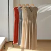 Casual Dresses Pure Cashmere Women's Dress Sweater Solid Color Knitted Exquisite Long Sleeveless Pullover Line