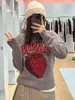 Kadın Sweaters Strawberry Jacquard Sweater Kadın Giysileri Yünlü Moda Pullover Sonbahar Kış Sokak Giyim Koreli Jumper'lar