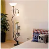 Floor Lamps Standing Light With Wood Table For Living Room Bedside Flower Glass Lampshade Art Decor Corner