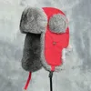 Homens unissex quente trapper trooper earflap inverno abas chapéu de esqui bombardeiro 100 natural real pele de coelho boné 240108