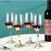 와인 안경 창조적 인 에나멜 크리스탈 잔 안경 샴페인 유리 유리 유리 컵 유리 와인 와인 글래스 빈티지 마시는 컵 세트 YQ240105