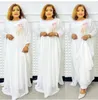 African Dresses for Women Spring Long Sleeve Oneck Blue White Gray Pink Robes Muslim Abaya Clothes 240109