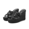 Tofflor Sandaler Autumn High Heel Shoes Woven Waterproof Platform Round Head Hemp Rope Hollow Minimalist