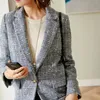 Snowflakes plaid wool woolen cloth short coat leisure small suit women s grid brief paragraph coat can customized size 240104