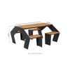 Mobília de acampamento ao ar livre mesa e cadeira combinação pátio jardim longo conjunto restaurante aço inoxidável personalizado wkgc
