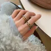 Cluster Rings Trendy Elegant Enamel Twist Two Circle For Women Simple Geometric Adjust Female Open Finger Ring Jewelry