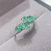 Cluster Ringen Natuurlijke Echte Groene Smaragd Ring Luxe Stijl 925 Sterling Zilver 0.25ct 6 Stuks Edelsteen Fijne Sieraden L231284