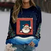 Women's Hoodies Night Before Christmas Women Clothes Print Long Sleeve Santa Round Neck Color Ladies Athletic Top