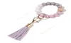 Glands bois perle porte-clés perles de silicone bracelet fête faveur porte-clés en cuir de qualité alimentaire silicone poignet porte-clés pendentif DHP552783431