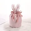 عيد الفصح Bunny Candy Bags Velvet Rabbit Ears Egg Party Gift Bag مع علامات زفاف مهرجان حلوى