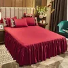 Sängkjol Beding Cover Princess Solid Color Dust Covers för Plain Group Home Decor Spridande headboard 240109