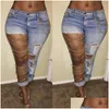 Jeans femininos jeans atacado nova moda feminina y destruído rasgado morreu corrente calças jeans namorado para buraco entrega vestuário wo otskh