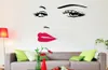 ピンクの唇の引用サロンガールフェイスリップス壁デカールビニールウォールステッカーインテリアアート壁画ステッカー2539874