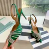 Luxury Crystal Buckle Sandals Shoes High Heels Sandal Women Luxury Designers Dress Shoe Evening Party Slingback Multicolor Pumps Pineapple Top Quality
