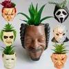 Planters POTS Flower Pot Human Face Vase Rapper Snoop Dogg Man Human Smile Face Planter Pot Pen Pencil Holder Desktop Garden Decor YQ240109