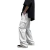 Pantalons pour hommes Hommes Cargo Streetwear avec multi-poches Large jambe Tissu respirant Hip Hop Style Couleur unie pour urbain