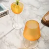 ワイングラス中世の夕日デザートカップオレンジ色のフロストリードフリークリスタルグラスゴブレットカラーカクテルグラスシャンパンフルートギフトYQ240105
