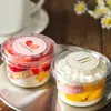 100Pcs 150ml 250ml 300ml Pudding Cups Disposable Packing Box with Lids Plastic Boxes IceCream Dessert Picnic Party 240108