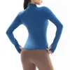 Lu Align Lu Yoga Sport Chaquetas deportivas Cremallera Abrigo delgado Chaqueta para correr de secado rápido para mujer Elástico Manga larga Agujero para el pulgar Gimnasio Fitness Top LL Lemon