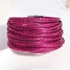 Charm Armbänder Allyes Fluoreszenz Buntes Lederarmband für Frauen 2024 Trendy Glitter Filled Slim Strips Schmuck Geschenke