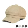 Berets Short Brim Octagonal Cap Retro Dome Solid Color French Painter Hat Autumn Spring Cotton Summer Beret