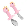 Flatware Sets 1 Set Cartoon Fork Spoon First Training Self Feed Utensils- Free And Toddler Utensils Silverware