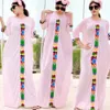 Комплект из 3 предметов в стиле бохо, свободные однотонные длинные макси-платья в африканском стиле с рукавами три четверти для женщин, кафтан, Дубай, Абая, хиджаб, мусульманин 240109