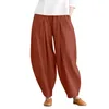 Pantaloni da donna Vintage Harem in cotone e lino per le donne Tasche estive Pantaloni da spiaggia sottili Donna Casual Vita alta Pantaloni larghi Boho Pantalones