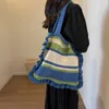 Avondtassen Dames Boho Tas Handtas Mode Gebreide schoudertas Japanse stijl Kawaii Eenvoudig Grote capaciteit Shopper Vrouwelijk strand