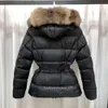 Requintado jaqueta de inverno real gola de guaxinim quente moda parka com cinto feminino acolchoado grande bolso casaco digitalização