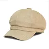 Berets Short Brim Octagonal Cap Retro Dome Solid Color French Painter Hat Autumn Spring Cotton Summer Beret