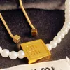 2024 Spring Luxury M Brand Square Cubic Designer Necklaces Top Grade 18K Gold Women Girl Pearl Valentines Day Engagement Love Letters Necklace Choker Party Jewelry